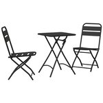 Set de Bistro Pliable 3 Pièces en Acier Anthracite