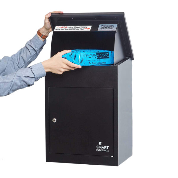 Boîte à colis moyenne 1 porte Noire à accès frontal Acier galvanisé SMART PARCEL BOX™