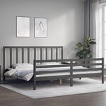 vidaXL Cadre de lit sans matelas gris 200x200 cm bois massif de pin