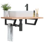 vidaXL Supports d'étagères pour lavabo 2 Pièces noir trapèze acier