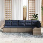 vidaXL Ensemble de canapé de jardin 6 Pièces Gris polyrotin