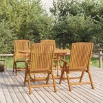 vidaXL Chaises de jardin inclinables lot de 4 bois massif de teck