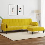 vidaXL Canapé-lit à 2 places avec repose-pied jaune velours