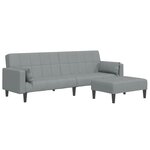 vidaXL Canapé-lit à 2 places avec repose-pied gris clair tissu
