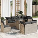 vidaXL Salon de jardin 9 Pièces avec coussins gris clair résine tressée