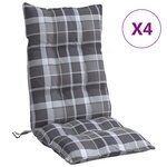 vidaXL Coussins de chaise à dossier haut lot de 4 motif carreaux gris