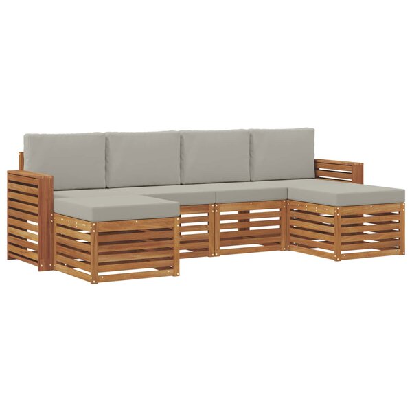 vidaXL Ensemble de canapés d'extérieur 6 pc Gris Naturel et Clair