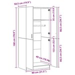vidaXL Garde-robe Noir 80x52x180 cm Bois d’ingénierie