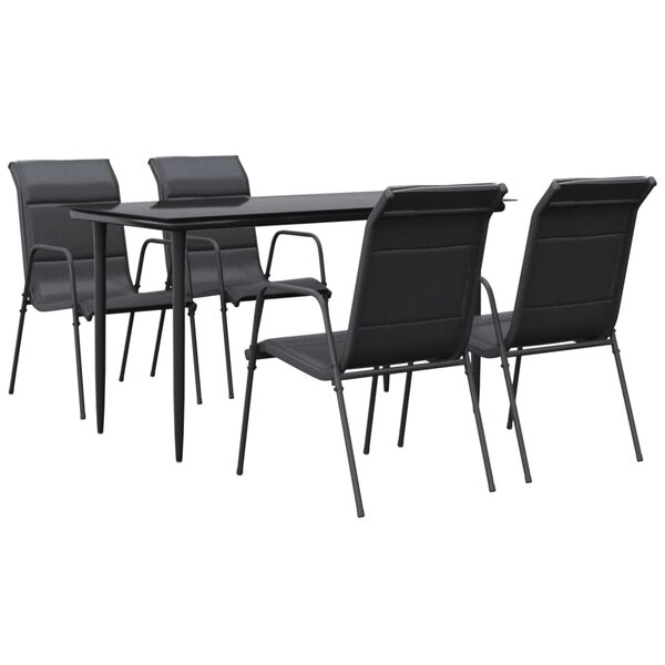vidaXL Ensemble à manger de jardin 5 Pièces noir textilène et acier