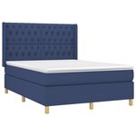 vidaXL Sommier à lattes de lit avec matelas Bleu 140x200 cm Tissu