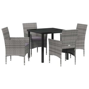 vidaXL Ensemble de salle à manger pour jardin 5 Pièces Gris polyrotin