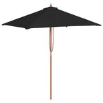 vidaXL Parasol de jardin avec mât en bois noir 150x200 cm