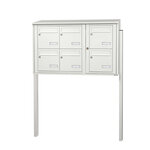 Bloc collectif leabox.com  3x2  grade 3  simple face  Extérieur  fixation sur pieds à sceller  Blanc pur RAL 9010  finition brillante