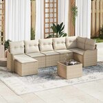 vidaXL Ensemble de canapé de jardin 8 Pièces Beige  blanc Poly rotin