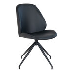 Chaise de salle à manger pivotante noire en tissu avec pieds noirs