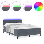 Lit Box Spring vidaXL avec Matelas et LED Gris Foncé 140x200 cm Velours