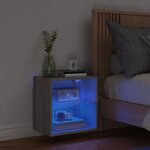 vidaXL Table de chevet murale avec lumières LED sonoma gris