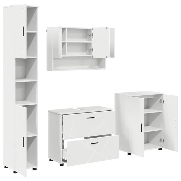 vidaXL Ensemble de mobilier de salle de bain avec tiroir 4 Pièces Blanc