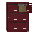 Bloc collectif leabox.com  2x3  grade 3  simple face  Intérieur  fixation murale  Rouge pourpre RAL 3004  finition brillante