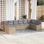 vidaXL Ensemble de salle à manger pour jardin 10 Pièces Beige  Gris clair