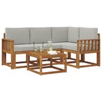 vidaXL Ensemble de canapés d'extérieur 5 pc Naturel et gris clair