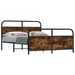 vidaXL Cadre de lit en métal sans matelas chêne fumé 150x200 cm