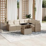 vidaXL Salon de jardin avec coussins 7 Pièces beige résine tressée