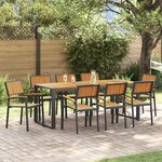 vidaXL Ensemble de salle à manger pour jardin 9 Pièces Noir et marron
