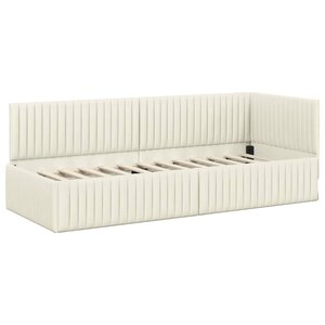 vidaXL Cadre de lit d'angle avec tête de lit Crème 80 x 200 cm Velours
