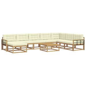 vidaXL Ensemble de canapés d'extérieur 9 pc Blanc et crème