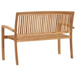 vidaXL Banc 2 places empilable de jardin 128 5 cm Bois de teck solide