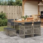vidaXL Ensemble à manger de jardin 9 Pièces coussins gris résine tressée