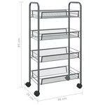 vidaXL Chariot de cuisine à 4 niveaux Gris 46x26x85 cm Fer