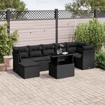 vidaXL Salon de jardin 8 Pièces avec coussins noir résine tressée