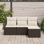vidaXL Ensemble de canapé de jardin 4 Pièces Marron polyrotin