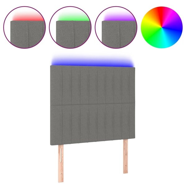 vidaXL Tête de lit à LED Gris foncé 90x5x118/128 cm Tissu