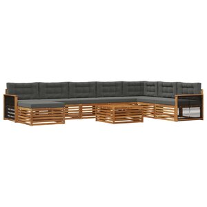 vidaXL Ensemble de canapés d'extérieur 9 pc Naturel et Anthracite