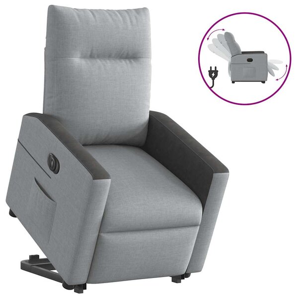 vidaXL Fauteuil inclinable électrique gris clair tissu