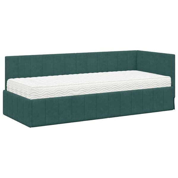 vidaXL Cadre de lit d'angle Vert foncé 80 x 200 cm Velours