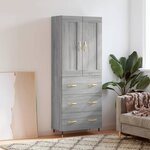 vidaXL Buffet haut Sonoma gris 69 5x34x180 cm Bois d'ingénierie