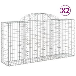 vidaXL Paniers à gabions arqués 2 Pièces 200x50x100/120 cm fer galvanisé