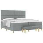 vidaXL Lit à ressorts avec coussin Gris clair 200 x 200 cm tissu