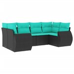 vidaXL Salon de jardin 6 Pièces avec coussins noir résine tressée