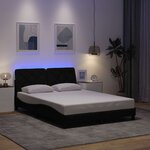 vidaXL Cadre de lit avec LED sans matelas noir 140x200 cm tissu