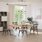 vidaXL Table à manger avec bord naturel 220x120x74cm bois massif chêne