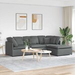 vidaXL Canapé modulaire et repose-pieds et coussins tissu gris foncé