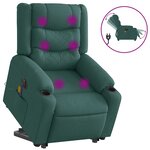vidaXL Fauteuil inclinable de massage électrique Vert foncé Tissu