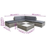 vidaXL Salon de jardin 6 Pièces avec coussins résine tressée gris