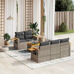 vidaXL Salon de jardin 6 Pièces avec coussins gris résine tressée