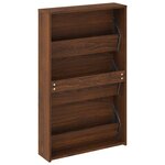 vidaXL Armoire à chaussures miroir 3niveaux Chêne marron 63x17x102 5cm